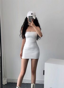 White Sling Bodycon Dress | Joy - Red Velvet