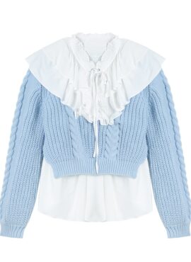 Blue Retro Ruffled Sweater | Yuna - ITZY