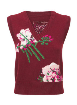 Red Floral V-Neck Vest | Jay - iKON