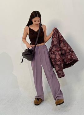 Lilac Wide Leg Mopping Pants | Jennie - BlackPink