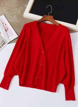 Red Balloon Sleeve Cardigan | Yuna - ITZY