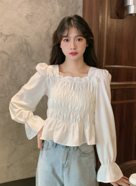 White Ruffled Square Neck Top | E:U - Everglow