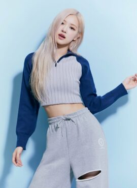 Grey Ripped Jogging Pants | Rose - BlackPink