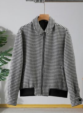 Black And White Houndstooth Zip Up Jacket | Kai - EXO