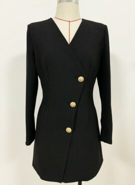 Black Slanted Buttons Suit Dress | Yoon Se Ri - Crash Landing On You