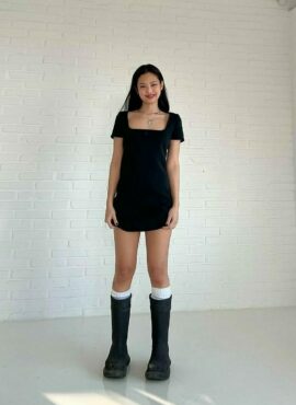 Black Square Neck Dress | Jennie - BlackPink