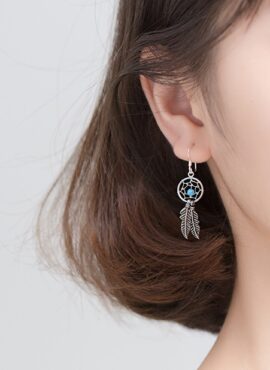 Silver Dreamcatcher Bead Earrings | Felix - Stray Kids