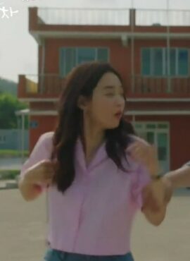 Pink Short Sleeves Cropped Shirt | Yoon Hye Jin - Hometown Cha-Cha-Cha