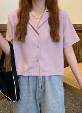 Pink Short Sleeves Cropped Shirt | Yoon Hye Jin - Hometown Cha-Cha-Cha