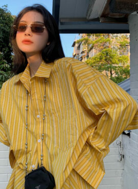 Yellow Striped Oversized Shirt | Sunghoon - Enhypen