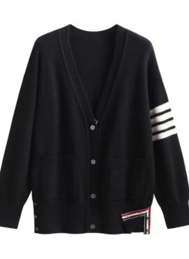 Black 4-Bar Knit Cardigan | Wonwoo - Seventeen