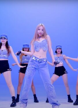 Blue Butterfly Embroidered Jeans | Nayeon - Twice