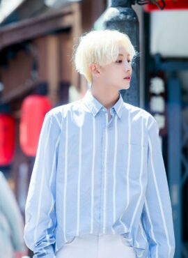 Light Blue Vertical Stripes Shirt | Jeonghan - Seventeen