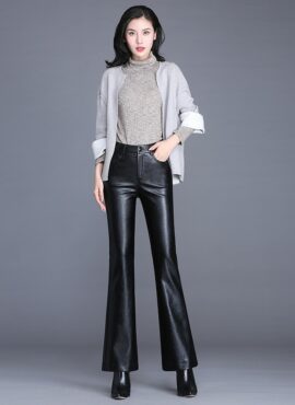 Black Leather Flare Pants | Moonbyul - Mamamoo