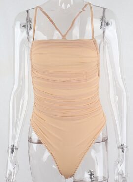 Beige Cross Back Bodysuit | Yuna - ITZY