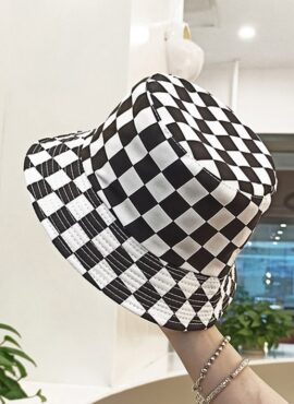 Black And White Checkered Bucket Hat | Doyoung - NCT