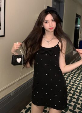 Black Crystal Sling Dress | Solar - Mamamoo