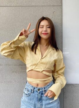 Yellow Tie Waist Shirt | Solar - Mamamoo