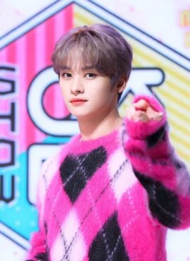 Pink Fuzzy Argyle Sweater | LeeKnow - Stray Kids