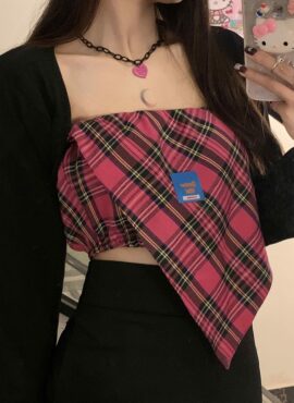 Pink Plaid Tube Crop Top | SuA - Dreamcatcher