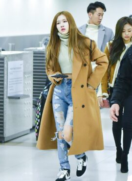 Brown Long Woolen Coat | Rose - BlackPink