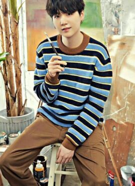 Blue Stripe Knitted Sweater | Suga – BTS