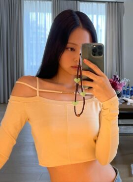 White Off-Shoulder Top With String Details | Jennie - BlackPink