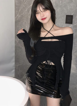 Black Halter Summer Knitted Top | Yuqi - (G)I-DLE