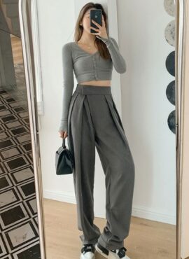 Grey Drape Mopping Pants | Yuna - ITZY