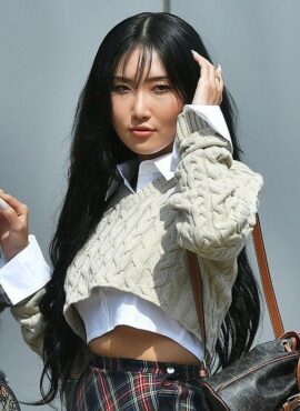 Beige Cropped Knitted Sweater | Hwasa - Mamamoo