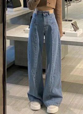 Blue Patterned High-Waist Jeans | Nayeon - Twice