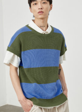 Green Striped Knitted Vest | Eunwoo - Astro