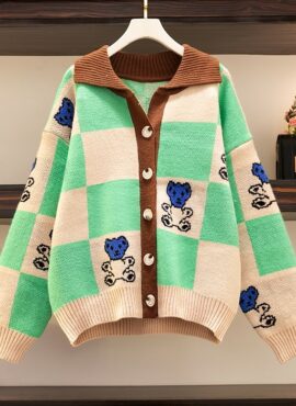 Green Checkered Bear Cardigan | Beomgyu - TXT