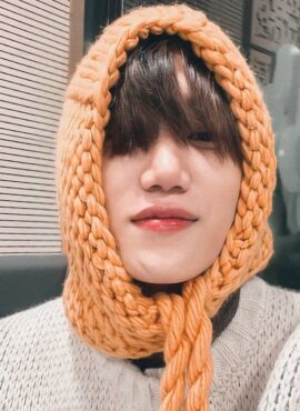 Brown Knitted Winter Tie Hat | Kai - EXO