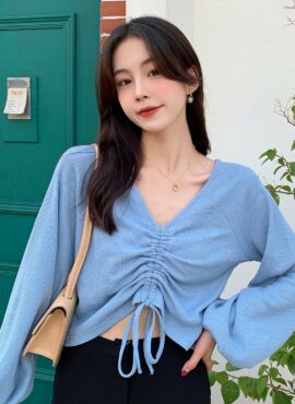 Blue Drawstring Top | Momo - Twice