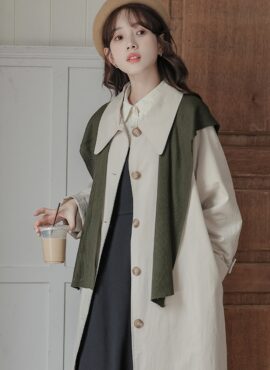 Beige Button Up Long Coat