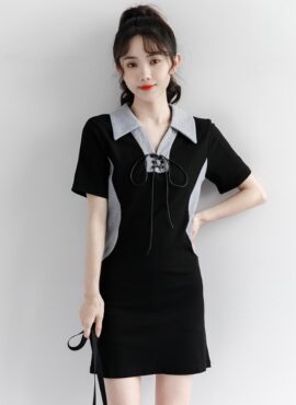 Black Collared Mini Dress