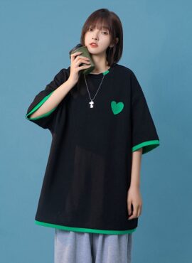 Black Heart Patched T-Shirt