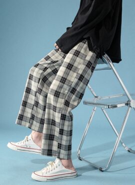 Black Plaid Casual Pants