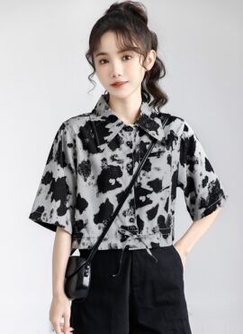 Black Spot Cropped Shirt