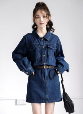 Blue Denim Long Sleeve Dress