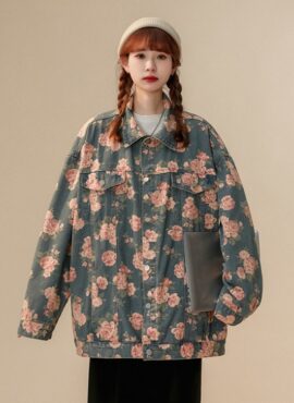 Blue Rose Print Jacket