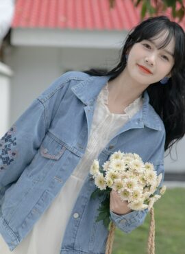 Blue Sleeve Embroidered Denim Jacket