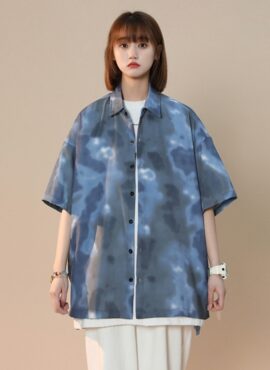 Blue Splashed Ink Shirt