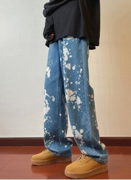 Blue Splattered Denim Jeans