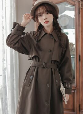 Brown Draped Trench Coat