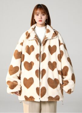 Brown Heart Zipper Jacket