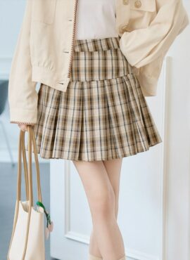 Brown Plaid Mini Skirt