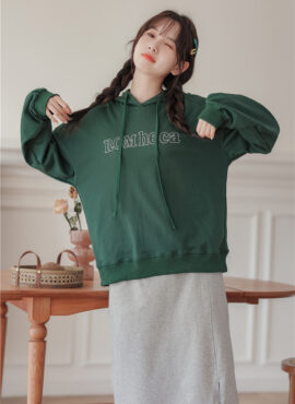 Green Text Oversized Hoodie