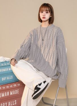 Grey Twist Knitted Sweater